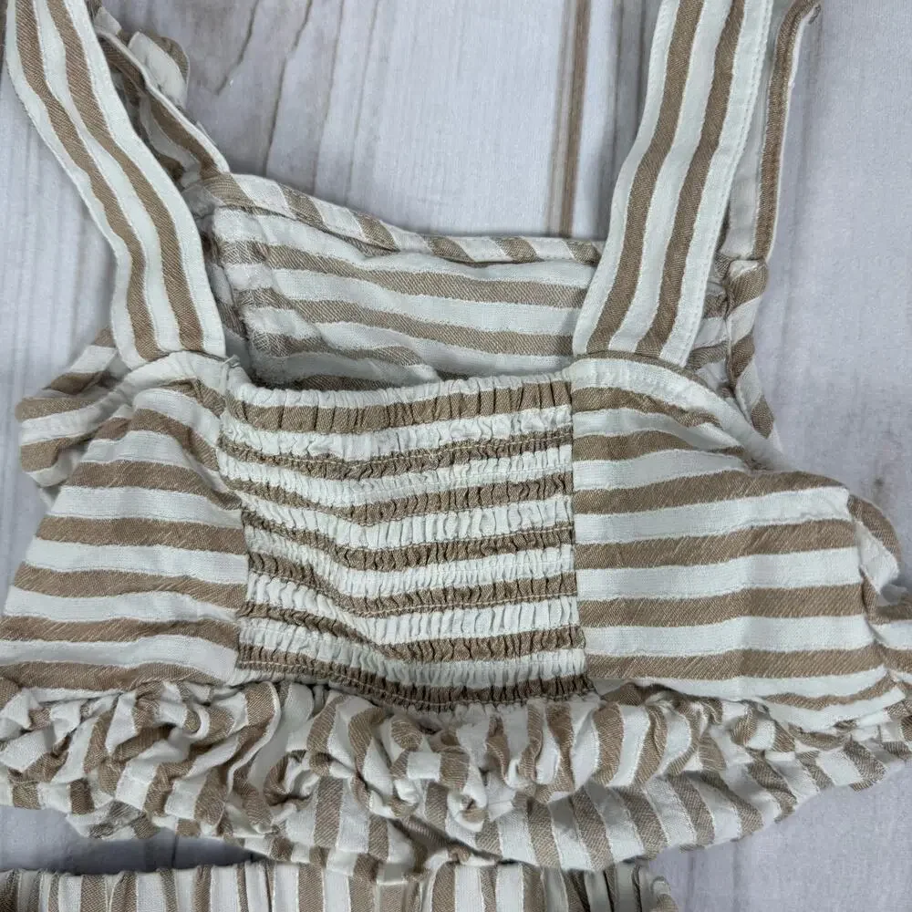 Mayoral Girls Striped Crop Top and Culottes Set - Sleeveless, Ruffle Trim Size 6